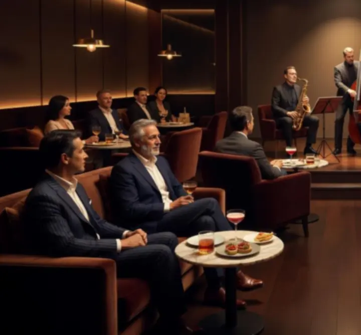 Élő zenekar játszik lounge hangulatú bárban