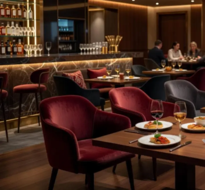 Elegáns belső tér a Magyar Lounge Hub étterem és Poker Lounge részlegén