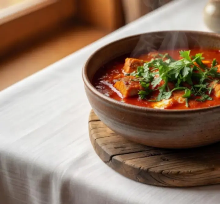 Modern tálalású magyar főétel prémium éttermi környezetben