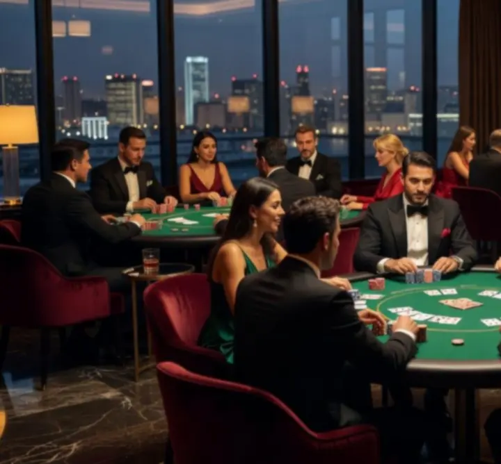 Exkluzív poker lounge élő versennyel és játékosokkal