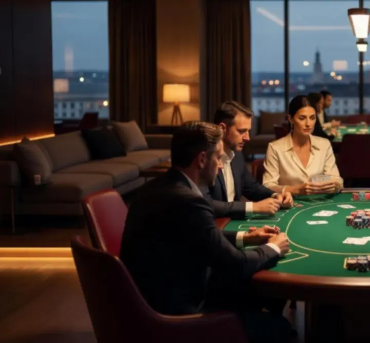 Póker est a Magyar Lounge Hubban zsetonokkal és kártyákkal