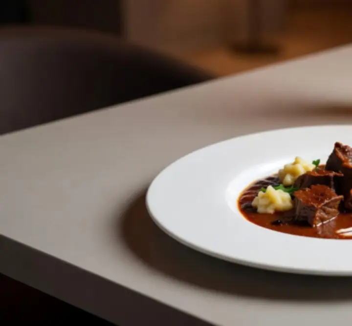 Séf által komponált modern magyar fogás elegáns tálalással