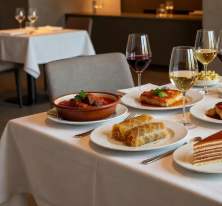 Gondosan megterített asztal, prémium tálalással a Magyar Lounge Hub éttermében